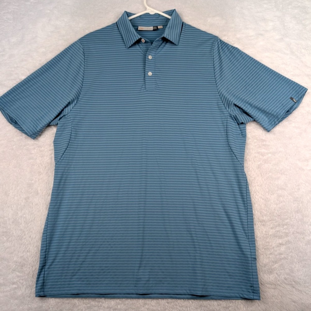 KJUS Twill Stripe Polo Shirt Men's 54 XL Blue Cooling Short Sleeve Golf UPF 50+